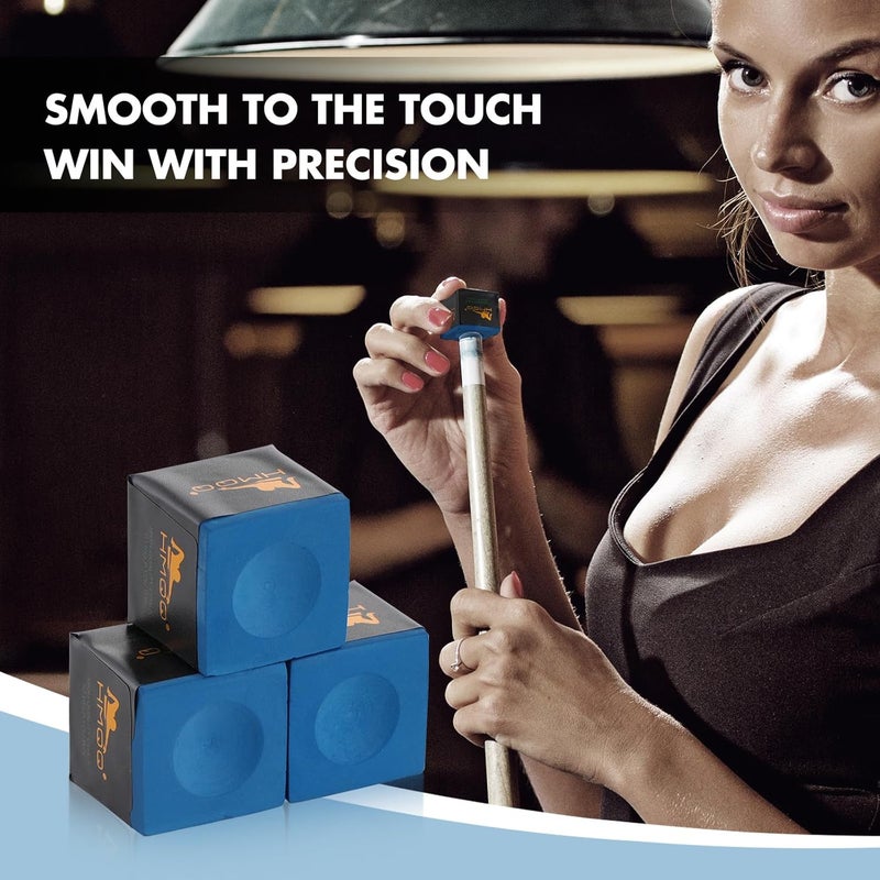 HMQQ Nano Technology Pool Cue Chalk – Professional Billiard Chalk for Tournaments, High Performance, Low Deflection, Durable, Reduces Miscues(2/6/12 Pack,Each Pack Containing 2 Cubes) - Image 3